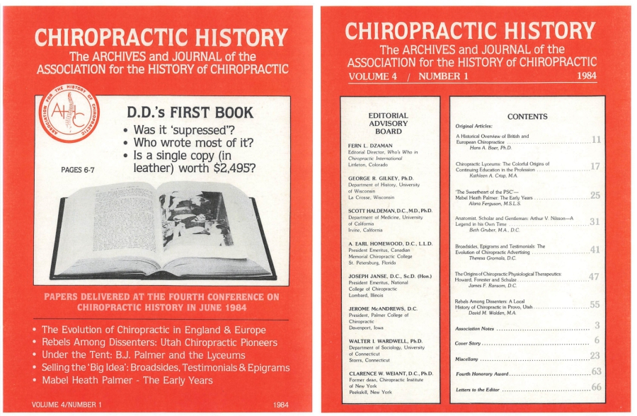 History Of Chiropractic - Back Issues
